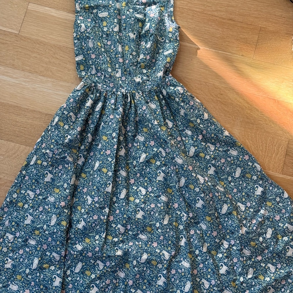 Retrolicious Blue Sleeveless Patterned Sundress